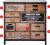A vintage-style apothecary cabinet with multiple drawers, each decorated with different patterns or labels. Podgląd zdjęcia produktu