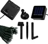 A collection of solar-powered LED string light components, including the control box, solar panel, suction cup mount, and stakes. Náhled obrázku produktu