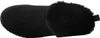 A top-down view of a black boot with fur trim. Voir les images du produit