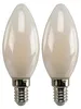 Two white LED candle light bulbs with silver bases are shown against a white background. Anteprima dell’immagine prodotto