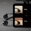 Close-up of gaming chair wheels, with two comparison panels highlighting 'Bigger wheels' for all floors and 'Softer wheels' for no scratches. Podgląd zdjęcia produktu