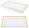15er-Set Plastik-Servierschalen, 33x20x1,5 cm, weiß-gold Voir les images du produit