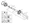 An exploded diagram of a shower faucet assembly, showing individual parts and their arrangement. Produktbild-Vorschau
