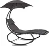 A gray lounge chair with a built-in umbrella, presented on a white background. Produktbild-Vorschau