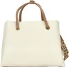 A studio shot of a cream-colored tote bag with tan handles and a tan strap. Náhled obrázku produktu