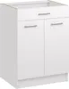 A white kitchen base cabinet with a drawer and two doors. Produktbild-Vorschau
