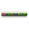 A row of colorful, 40-pin GPIO headers for a Raspberry Pi, laid out on a white background. Produktbild-Vorschau