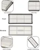 A collage of images showing different views and features of HEPA filters for a robot vacuum cleaner. Produktbild-Vorschau