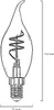 A line drawing of an LED candle light bulb with dimensions indicated. Produktbild-Vorschau