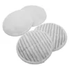 Four round microfiber cleaning pads, two plain white and two with gray stripes, are arranged in two overlapping pairs on a white background. Produktbild-Vorschau
