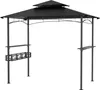 A black metal grill gazebo with shelves, shown against a white background. Produktbild-Vorschau