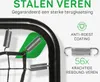 Close-up of springs and frame of a rebounder, with marketing text highlighting features. Produktbild-Vorschau