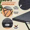 Close-up views and descriptive text highlighting the materials and construction of a garden table. Produktbild-Vorschau