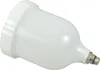 A white plastic container with a silver threaded connector at the bottom, isolated on a white background. Podgląd zdjęcia produktu