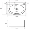 Technical drawing with dimensions of a sink. Podgląd zdjęcia produktu