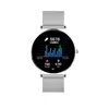 A smartwatch with a silver band and a circular display showing fitness data. Anteprima dell’immagine prodotto