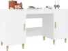 A white desk with two cabinets and a central open space, set against a white background. Podgląd zdjęcia produktu