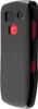 The back of a black smartphone case with red buttons and a heart symbol. Náhled obrázku produktu