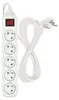 Prodlužovací kabel 5 m / 5 zásuvek / s vypínačem / bílý / PVC / 1 mm2 Náhľad obrázku produktu