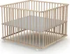 A wooden playpen with a gray mat inside, shown on a white background. Podgląd zdjęcia produktu
