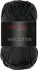 A ball of black yarn with a label. Produktbild-Vorschau