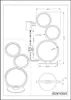 Technical drawing with dimensions and multiple views of a lamp. Náhled obrázku produktu
