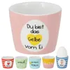 Eierbecher 6er Set 6 Motive Steingut bunt 5x4cm mehrfarbig Produktbild-Vorschau 1