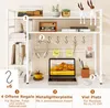 A white desk shelf organizer with a laptop, headphones, and decorative items. Produktbild-Vorschau