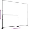 A black backdrop stand with two different height configurations shown. Produktbild-Vorschau