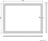 Technical drawing of a rectangular mirror with dimensions indicated. Anteprima dell’immagine prodotto