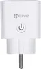 A white smart plug with the EZVIZ logo and a power button symbol. Voir les images du produit
