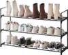 A three-tier shoe rack filled with various types of footwear, including boots, sneakers, and casual shoes. Produktbild-Vorschau