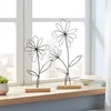 2er Set Deko Aufsteller Draht Blume Metall Holz Schwarz Produktbild-Vorschau 5