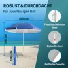 KINGSLEEVE® Ombrellone Spiaggia 180cm UV50+ Inclinabile Anteprima dell’immagine prodotto 3