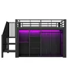Hochbett mit Kleiderschrank, LED-Streifen, Lattenrost, Produktbild-Vorschau 8