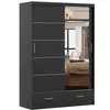 Schwebetürenschrank Kleiderschrank 150 cm Schwarz/Schwarz Produktbild-Vorschau 3