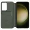 A green Samsung Smart View Wallet Case for a Galaxy S23 is shown open, displaying the phone screen and the wallet compartment. Produktbild-Vorschau