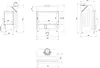 Technical drawings with dimensions of a fireplace insert. Produktbild-Vorschau