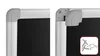 Close-up shots of the corner of a blackboard, showing the frame and corner protectors. One image also shows mounting hardware. Produktbild-Vorschau