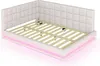 A white upholstered bed frame with a tufted headboard and LED lighting along the base. Náhľad obrázku produktu