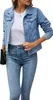 ASKSA Dámská džínová bunda Lehká krátká bunda Denim Jean Náhled obrázku produktu 2