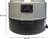 A product shot of a water heater with dimensions indicated. Produktbild-Vorschau