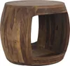 A round wooden side table with an open storage compartment. Podgląd zdjęcia produktu