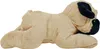 A plush toy pug lying on its side against a white background. Produktbild-Vorschau