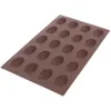 A brown silicone baking mold with shell-shaped cavities. Produktbild-Vorschau
