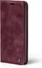A burgundy flip case for a Google Pixel 6a phone, shown from the side with the cover closed. Produktbild-Vorschau