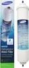 A Samsung refrigerator water filter and its packaging are displayed side-by-side against a white background. Podgląd zdjęcia produktu