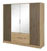 Čtyřdveřová skříň se zrcadlem MARFA - šířka 206 cm, dub Náhled obrázku produktu 2