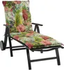 A lounge chair cushion with a floral and leaf pattern. Produktbild-Vorschau