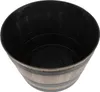 An empty planter pot designed to look like a wooden barrel. Produktbild-Vorschau
